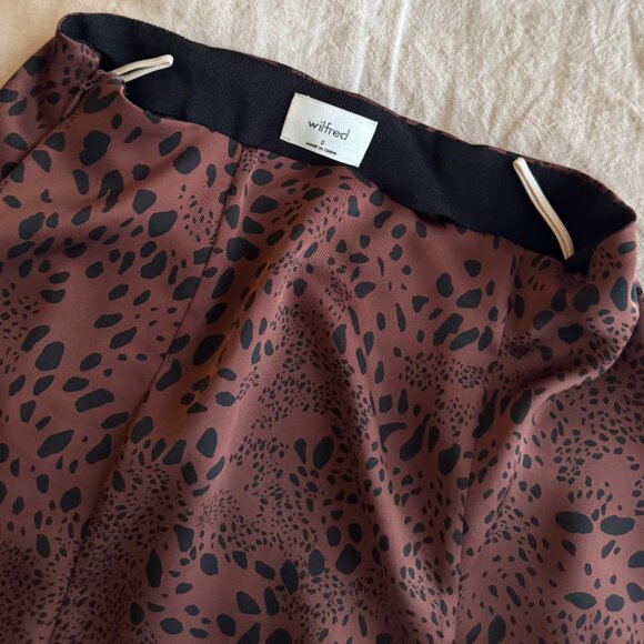 Wilfred Rhythm - Brown Leopard Satin - Midi Skirt - Size 0 - Picture 4 of 5